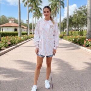 Walt Disney World Parks Spirit Jersey Women Rose Gold Glitter Tie Dye